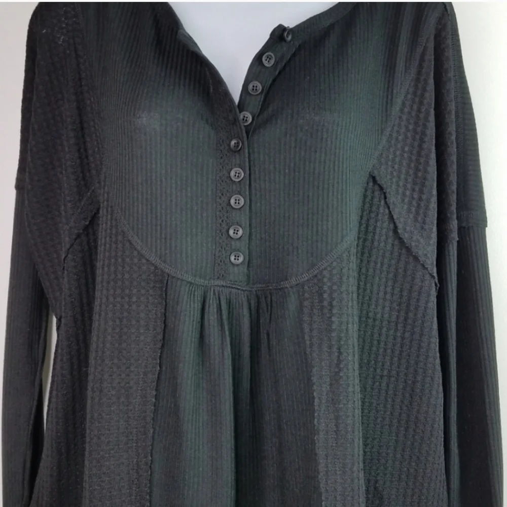 Black Bohemian Long Sleeve Thermal Top